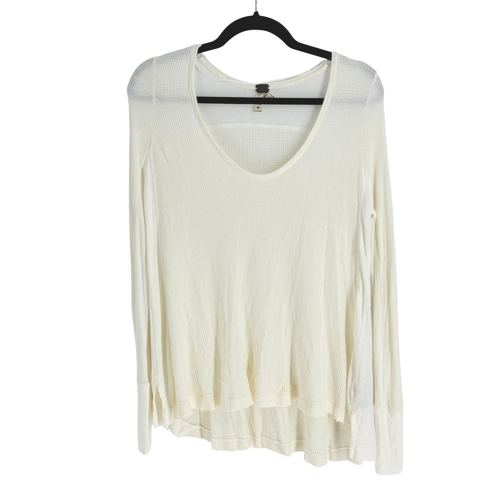 Y2k Fairy We The Free Free People Ivory Waffle Knit Thermal Long Sleeve Top XS